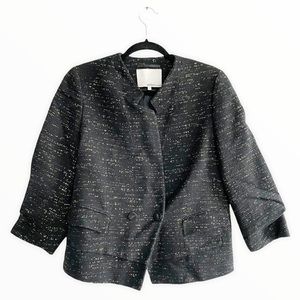 3.1 Phillip Lim Silver Sparkle Double Breasted Black Blazer Size 8